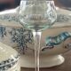 7 vintage iridescent foot glasses