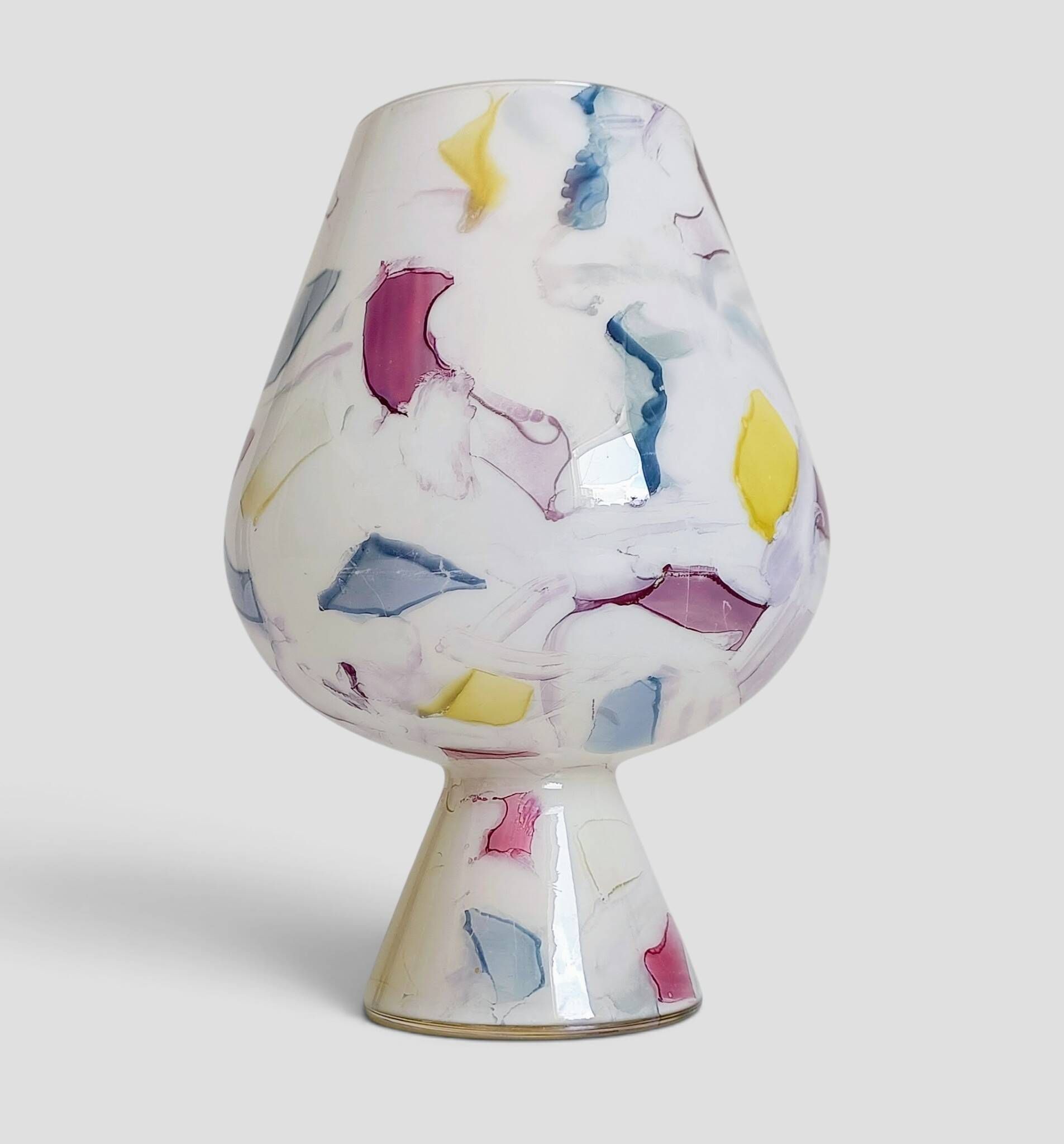 Postmodern Italian Murano Art Glass Chalice, Abstract Decoration, 1980s