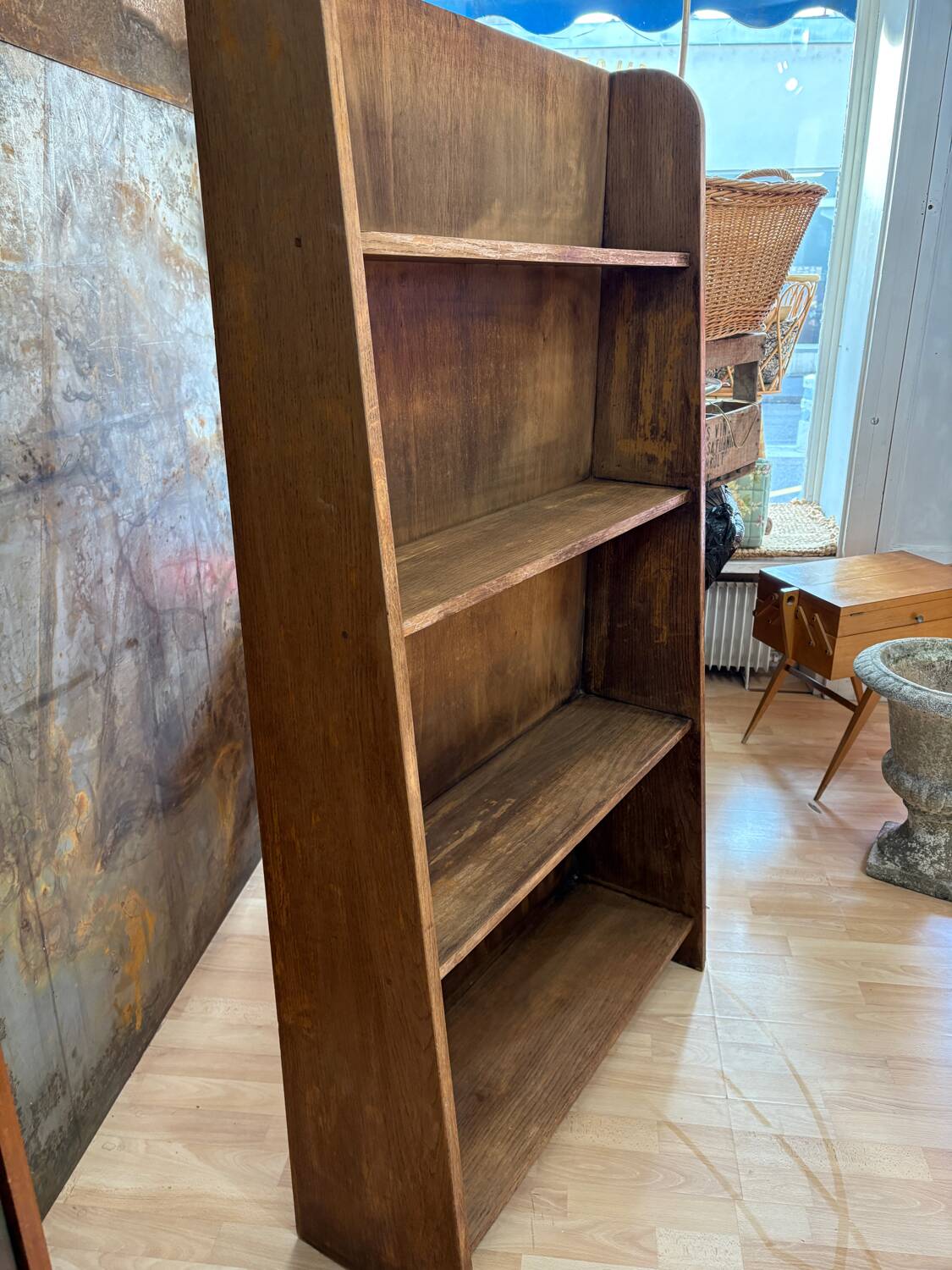1950s raw wood bookcase