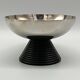 6 coupes à glaces en métal chromé et pieds en plastique noir, design 1970