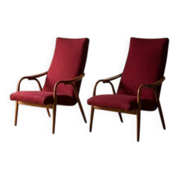 Pair of mid-century modern bentwood armchairs by TON, 1970s, Czechoslovakia