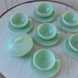 Coffee/tea set in 30s green opaline