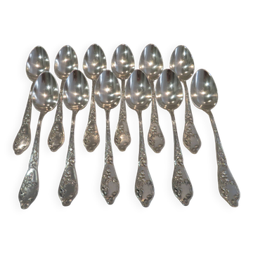12 cuillères à café métal argenté orfèvre Boulenger chardons art nouveau
