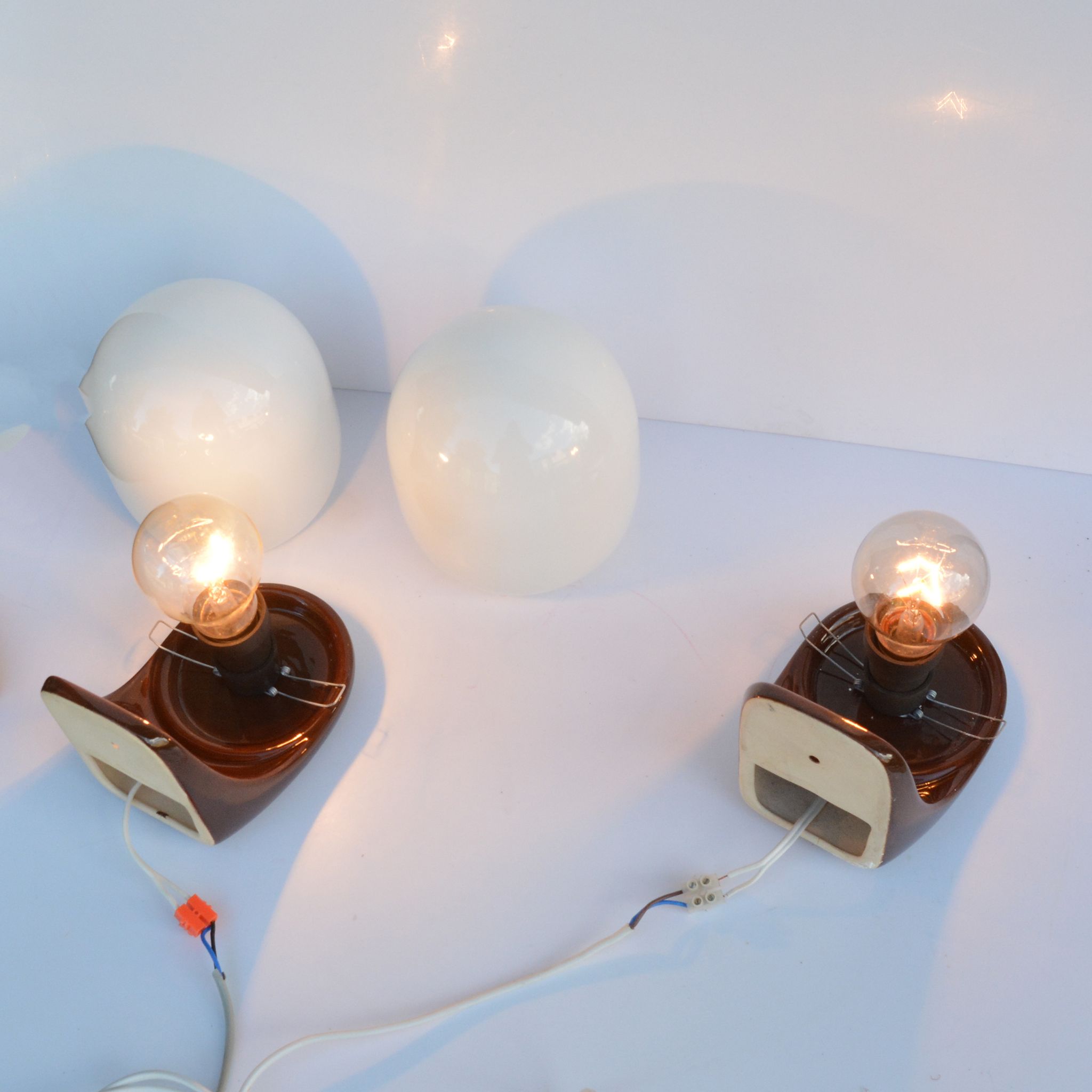 Pair of wall lamps, type Ł-1, designed by K. Łaszkiewicz, W. Kościan, Poland, 1980s
