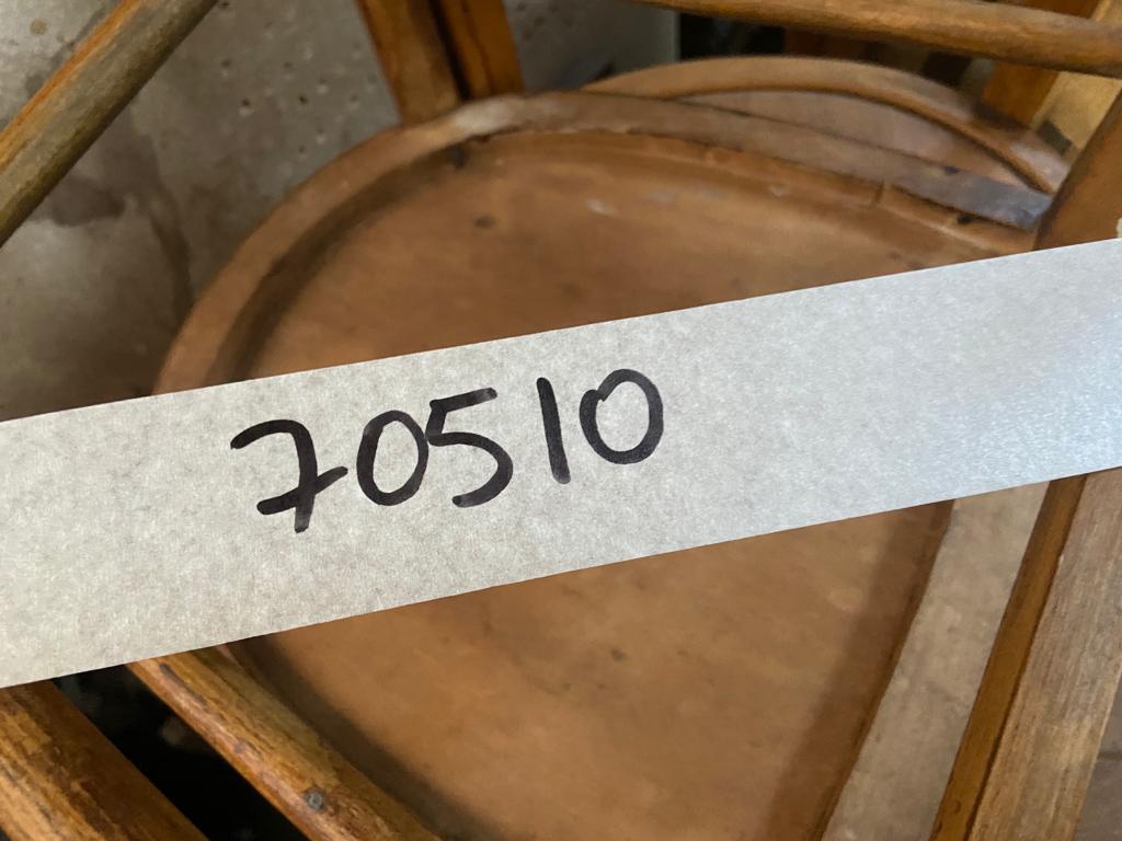 Set of 10 mismatched curved wood bistro chairs from the 1950s-60s