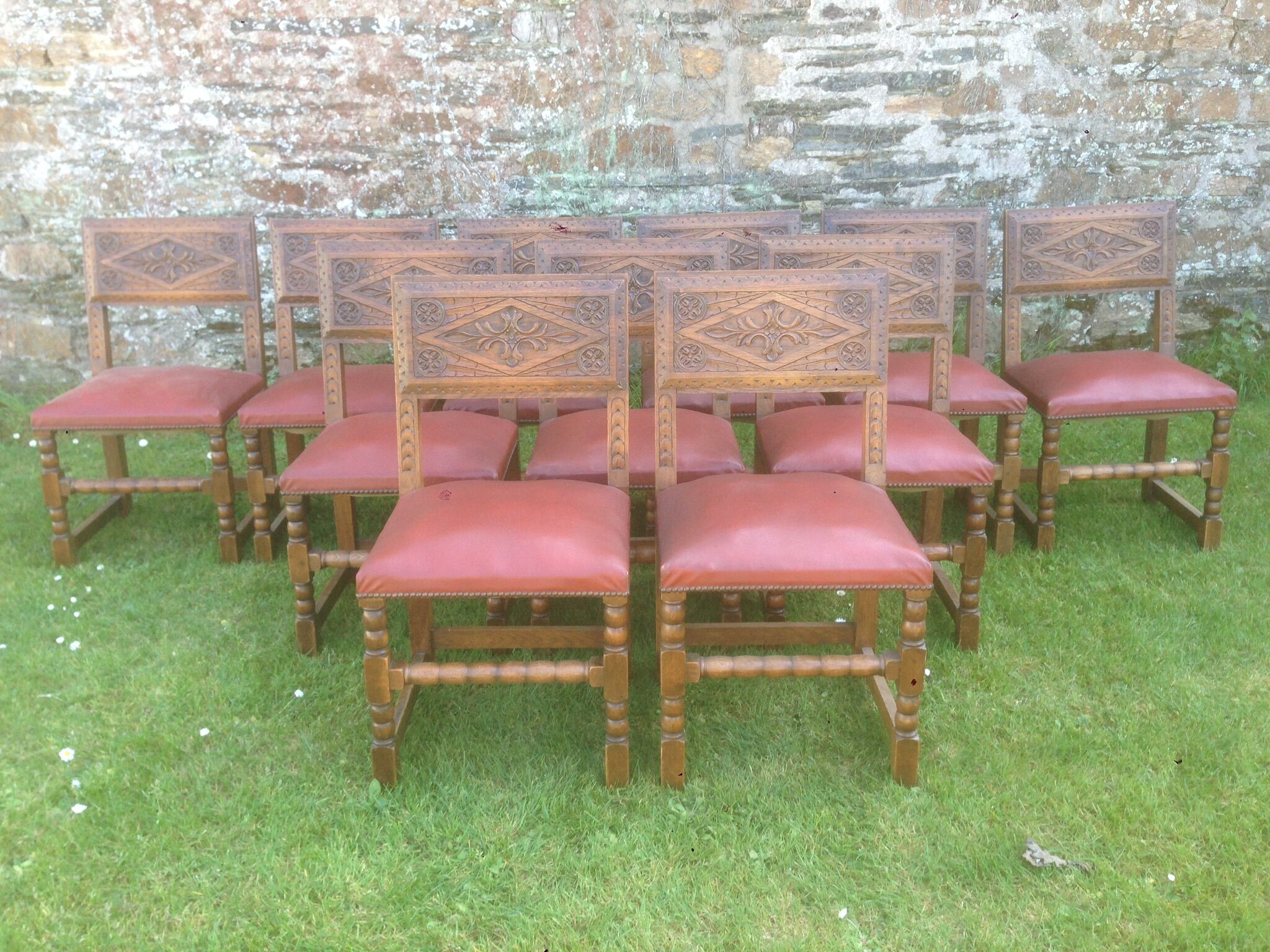 Rustic old oak chairs