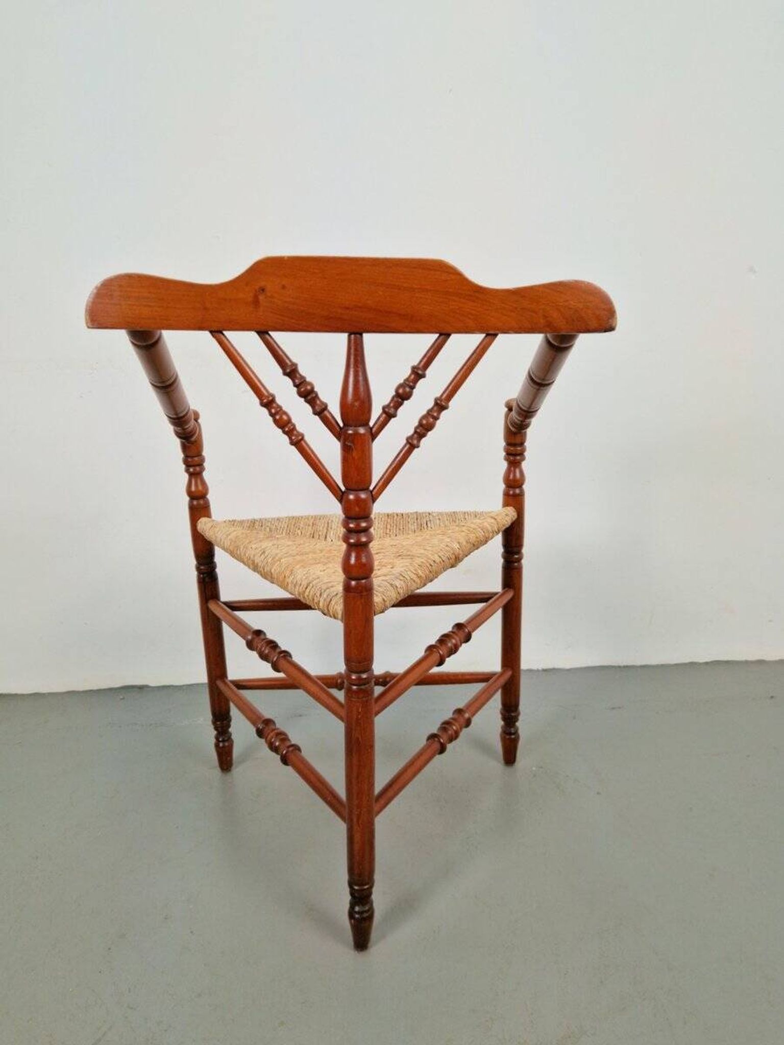Dutch Bobbin and Rush Corner Chair, 1950s