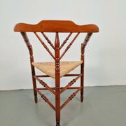 Dutch Bobbin and Rush Corner Chair, 1950s