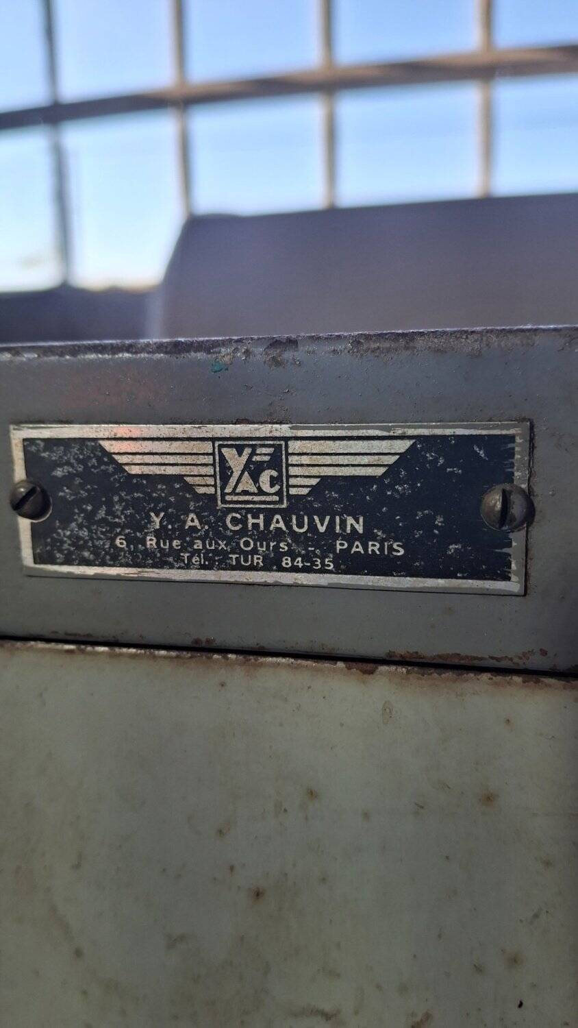 Industrial metal drawer cabinet Y.A. Chauvin Paris 1940s