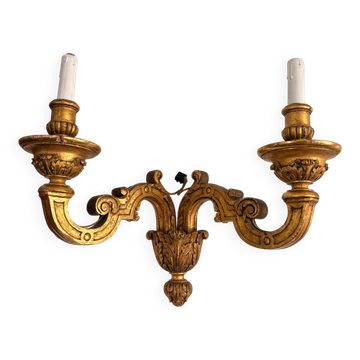 Antique Louis XIV Wall Sconce 19th Century Napoleon III Gilded Wood Gold Leaf