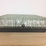 Applique carrée Holophane en verre ciselé, années 50