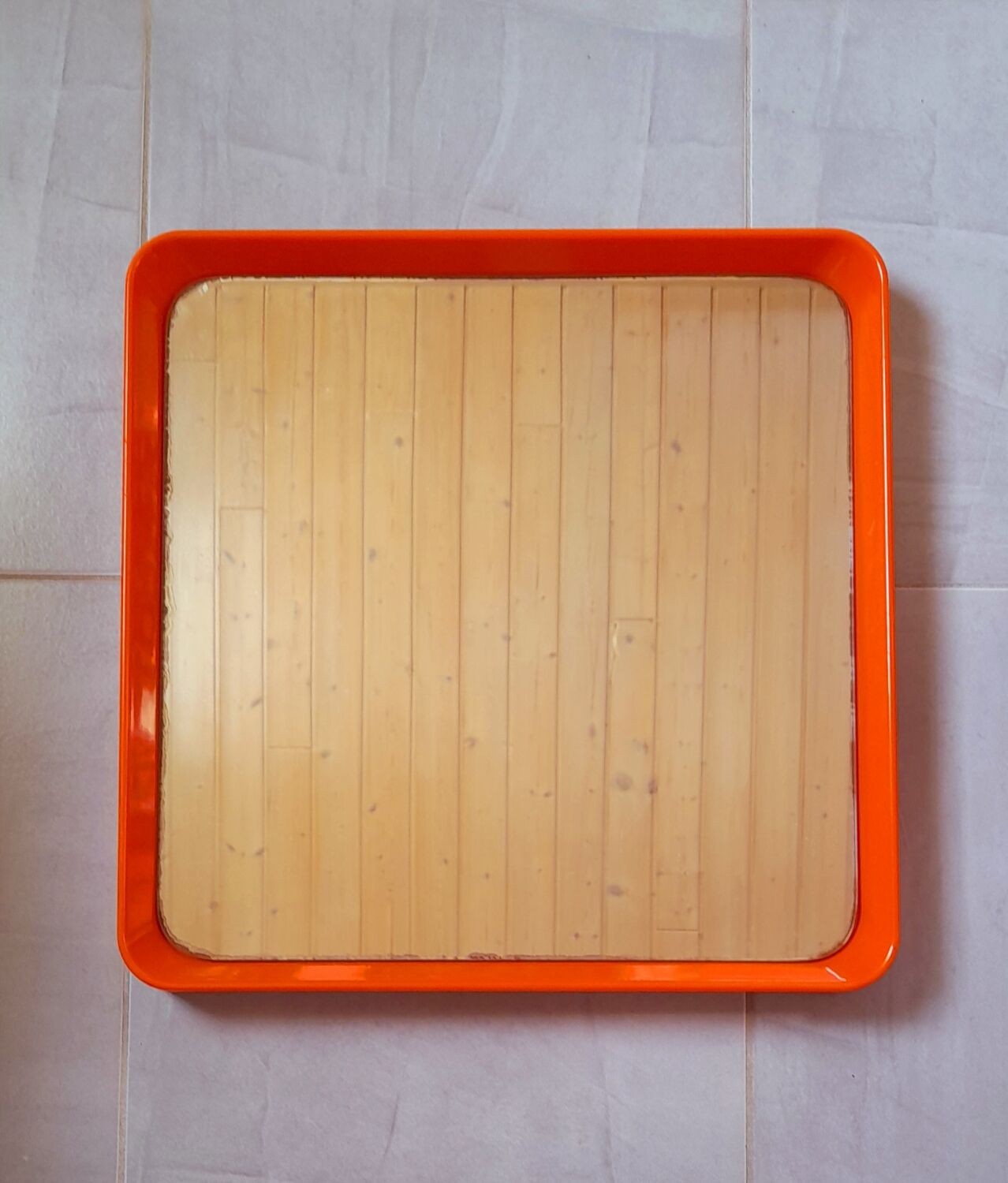 70s pop orange square mirror