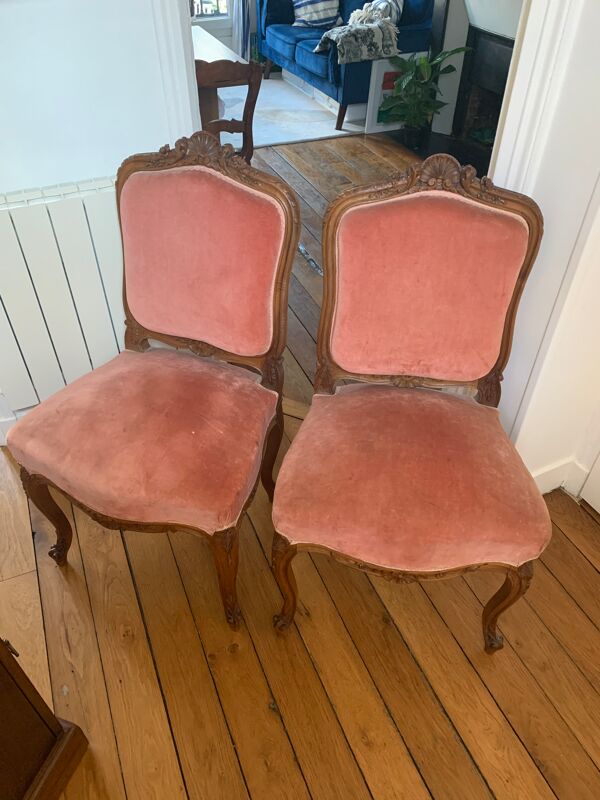 Chaises velours rose