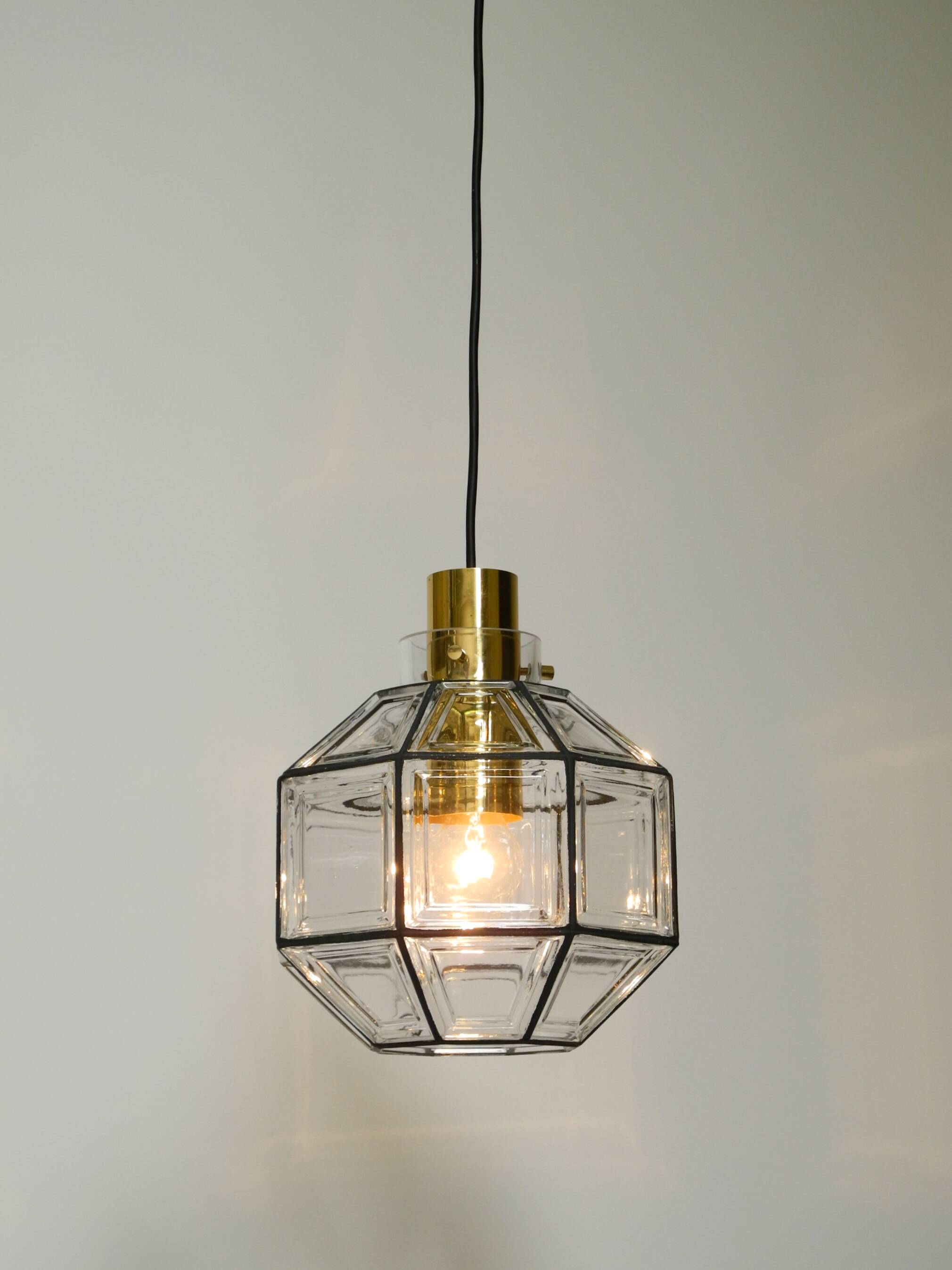 Beautiful rare original 60s  Limburg octagonal glass pendant lamp