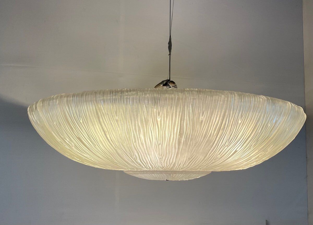 Murano glass chandelier, flying saucer circa 1980