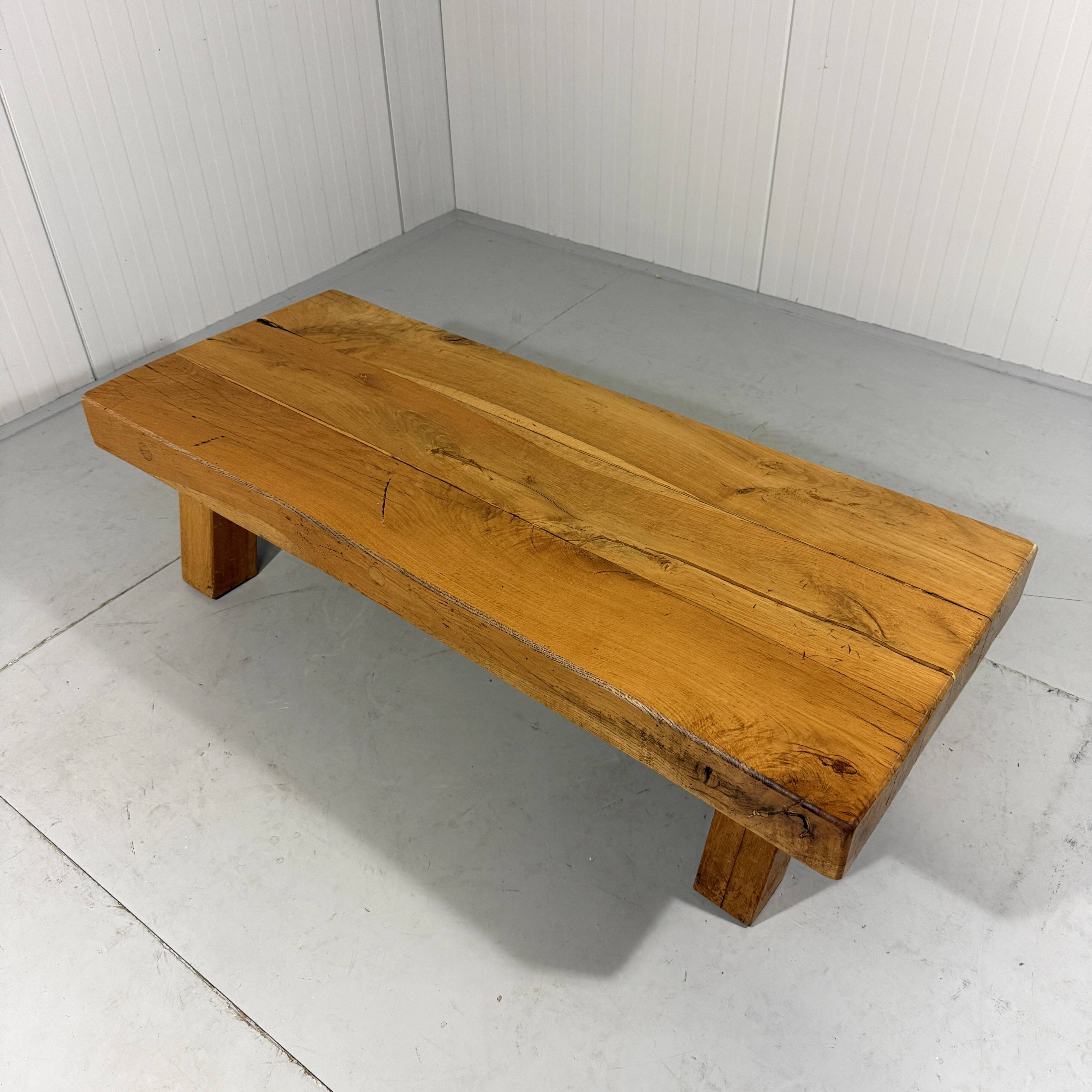 Brutalist sturdy hardwood coffee table 1960’s