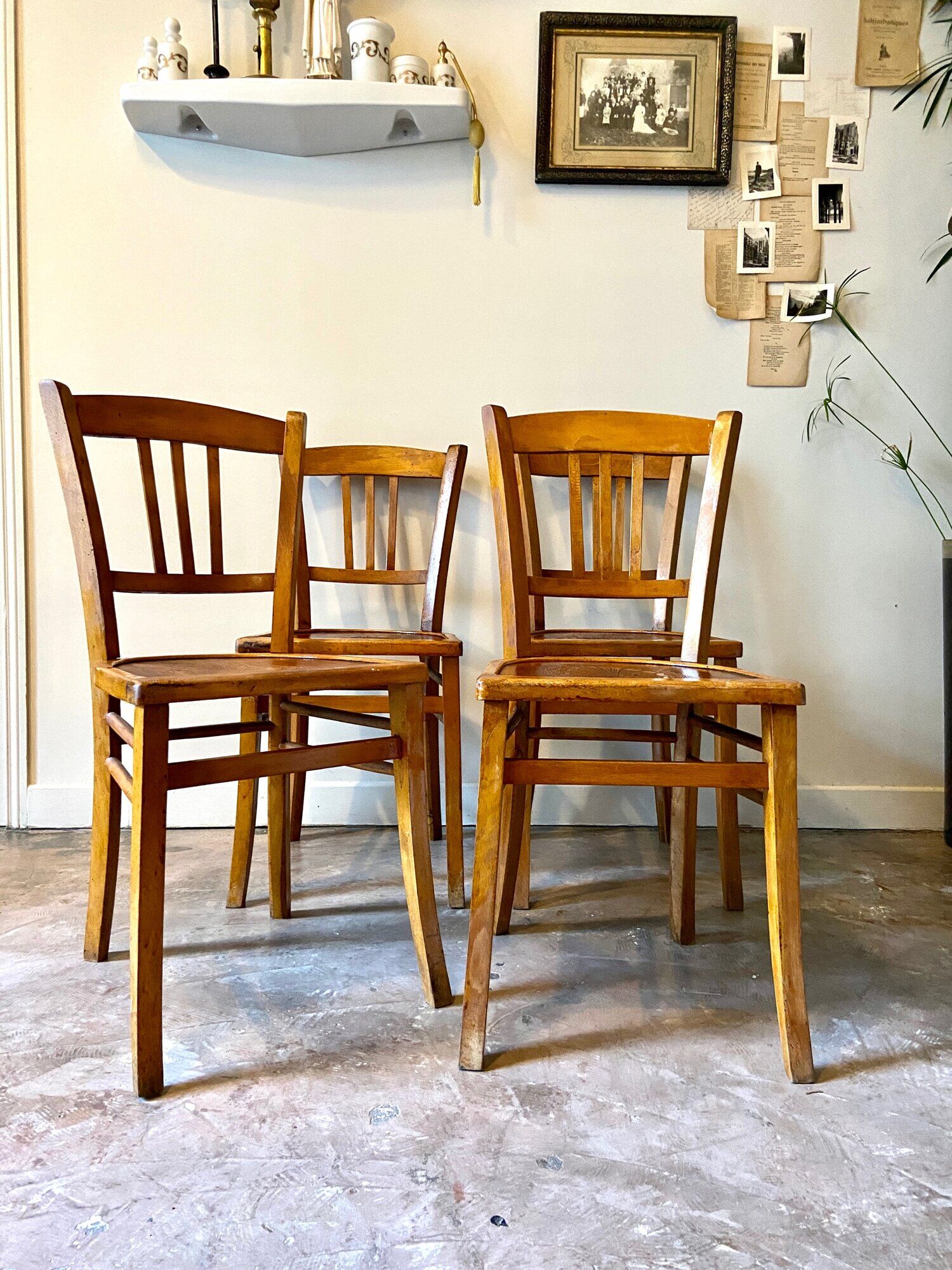 4 bistro chairs in light beech