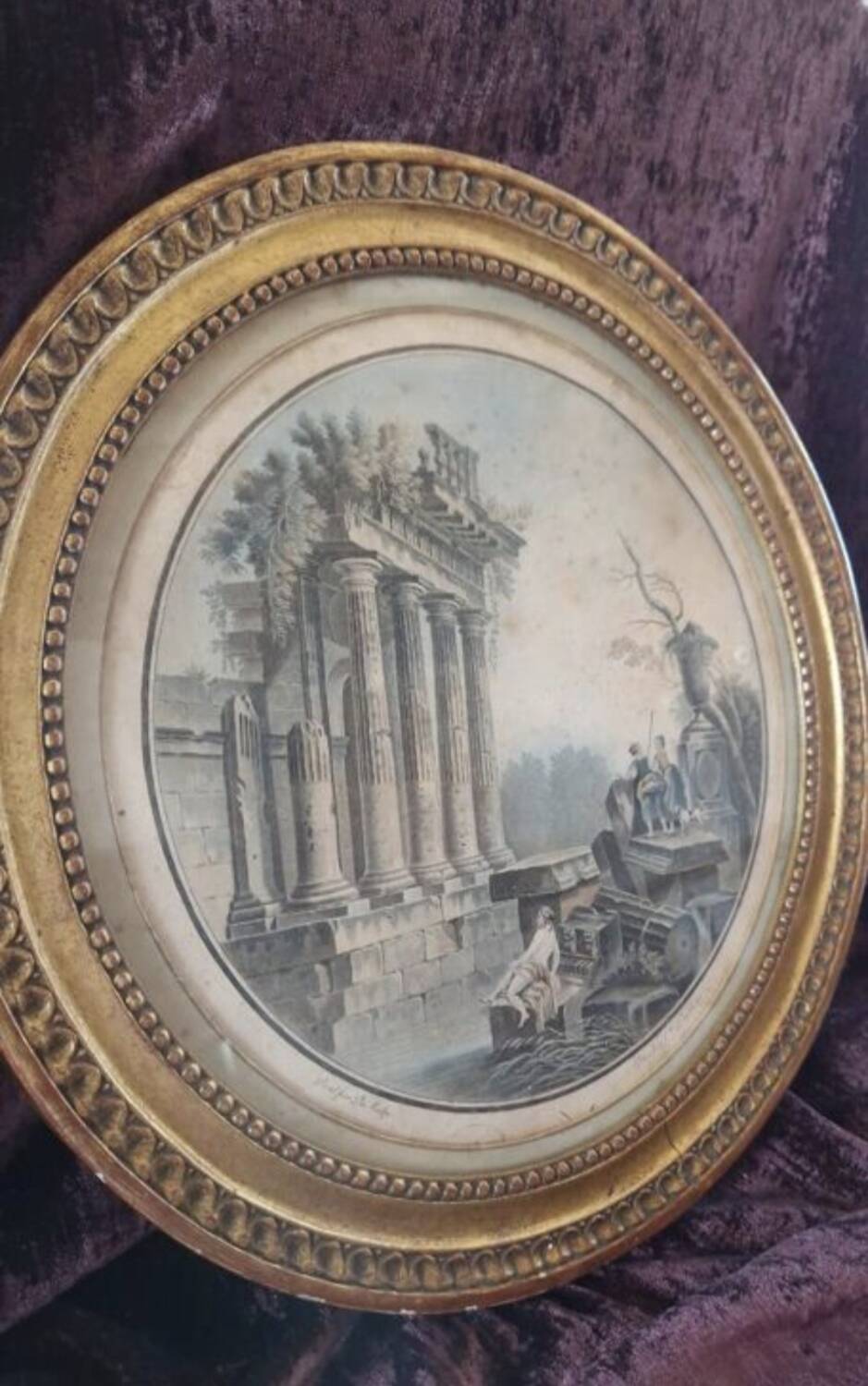 Engraving "Around Rome" by Descourbis and De Machy