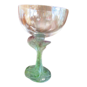 Daum coupe à champagne en cristal sur pied en pate de verre