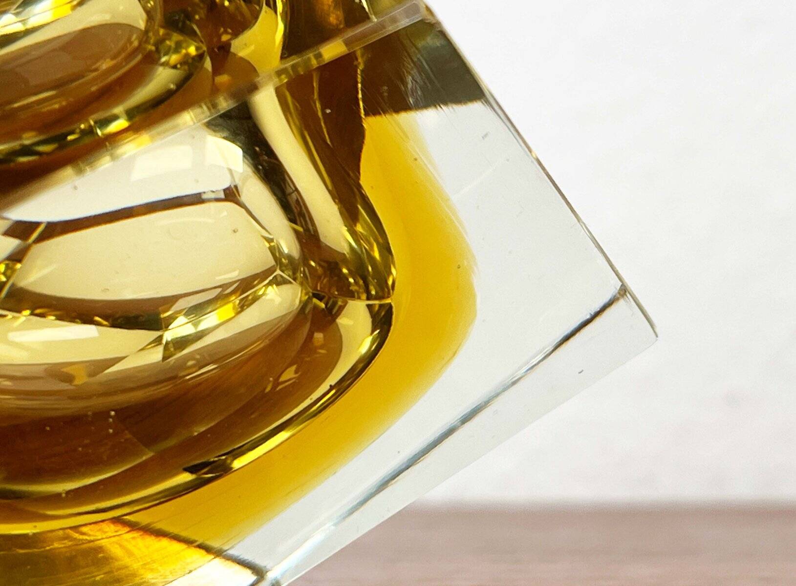 Vintage Italian Sommerso yellow glass bowl, Murano, 1970s.