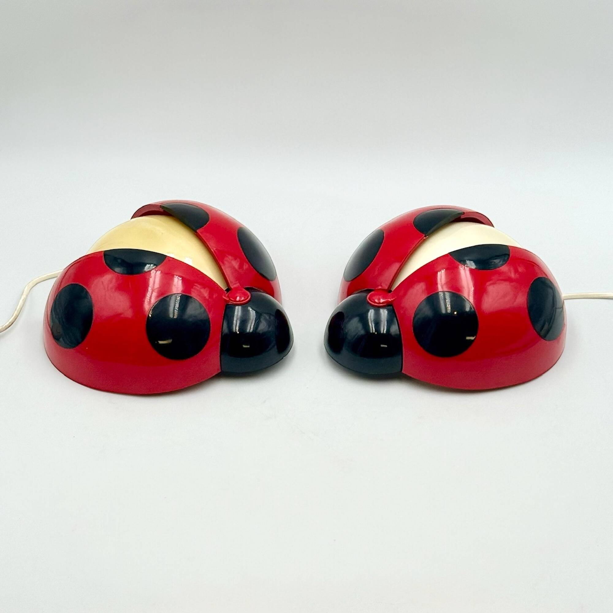 Pair of Lucinelle Ladybug Lamps by Vitrac – Wall/Table, 1970s France