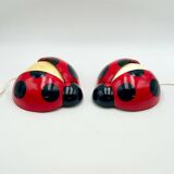 Pair of Lucinelle Ladybug Lamps by Vitrac – Wall/Table, 1970s France
