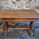 Antique trestle table in oak – France early 20th century – 110 cm