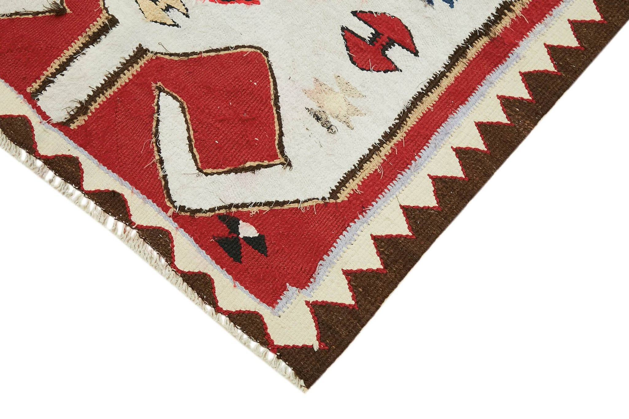 Tapis kilim vintage herki tissé à la main en Turquie 96 cm x 332 cm