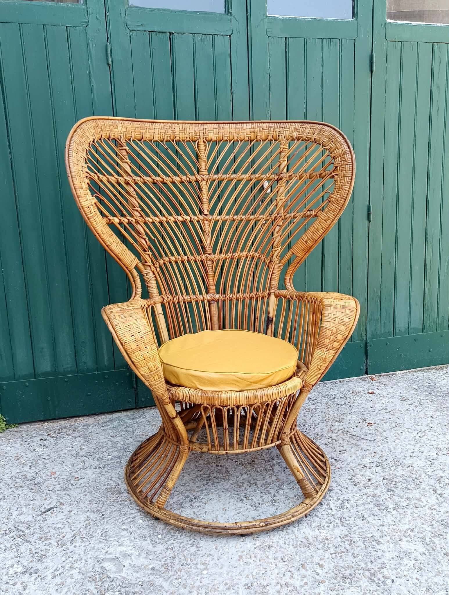 Fauteuil Emmanuelle en rotin par Gio Ponti, Italie 1960