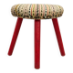 Vintage Tripod Stool Kilim Red Oval Footrest 35cm Firm