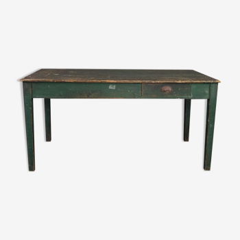 Farm dining table in pastry French green pine