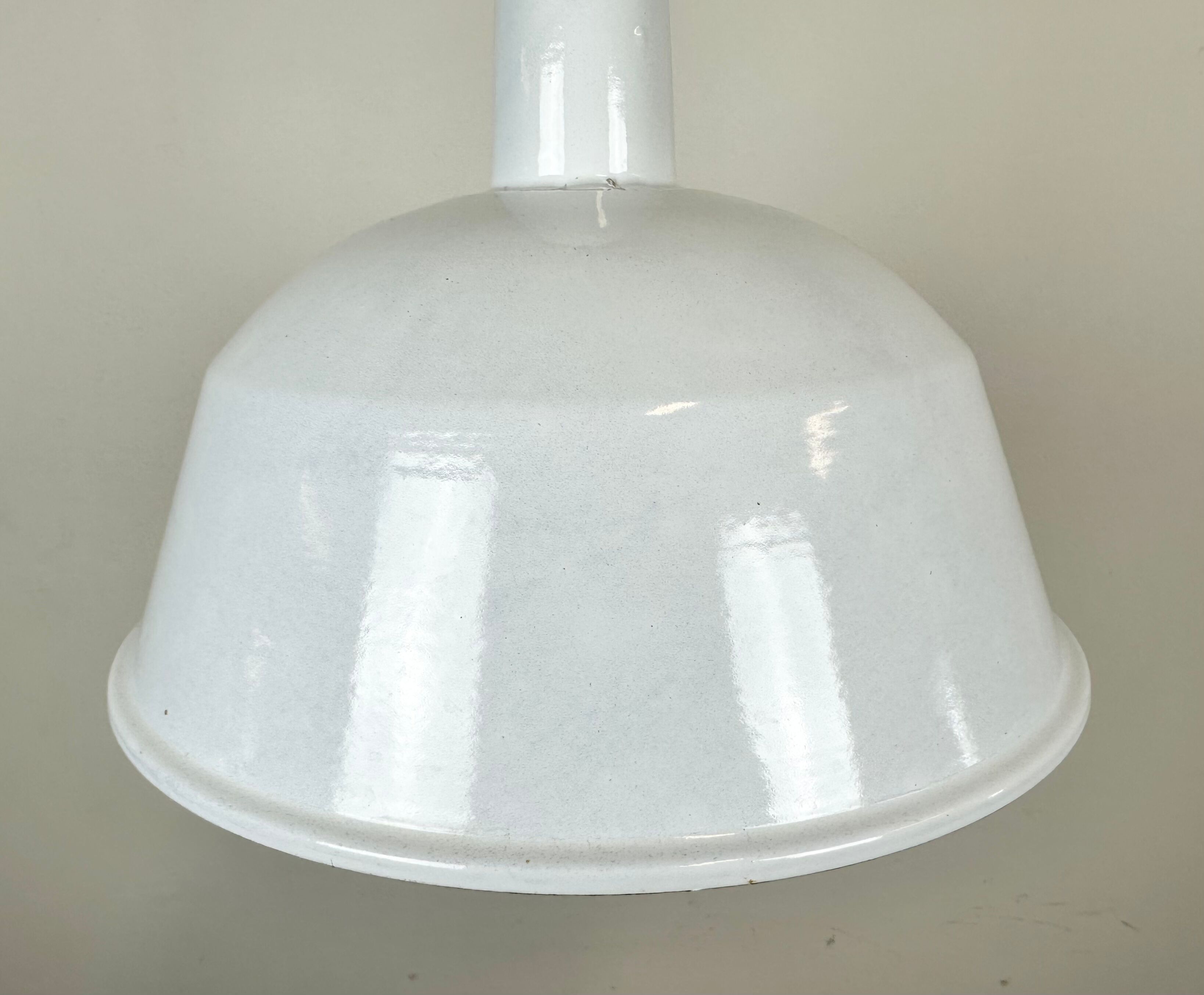 Industrial White Enamel Pendant Lamp from EMAX, 1960s