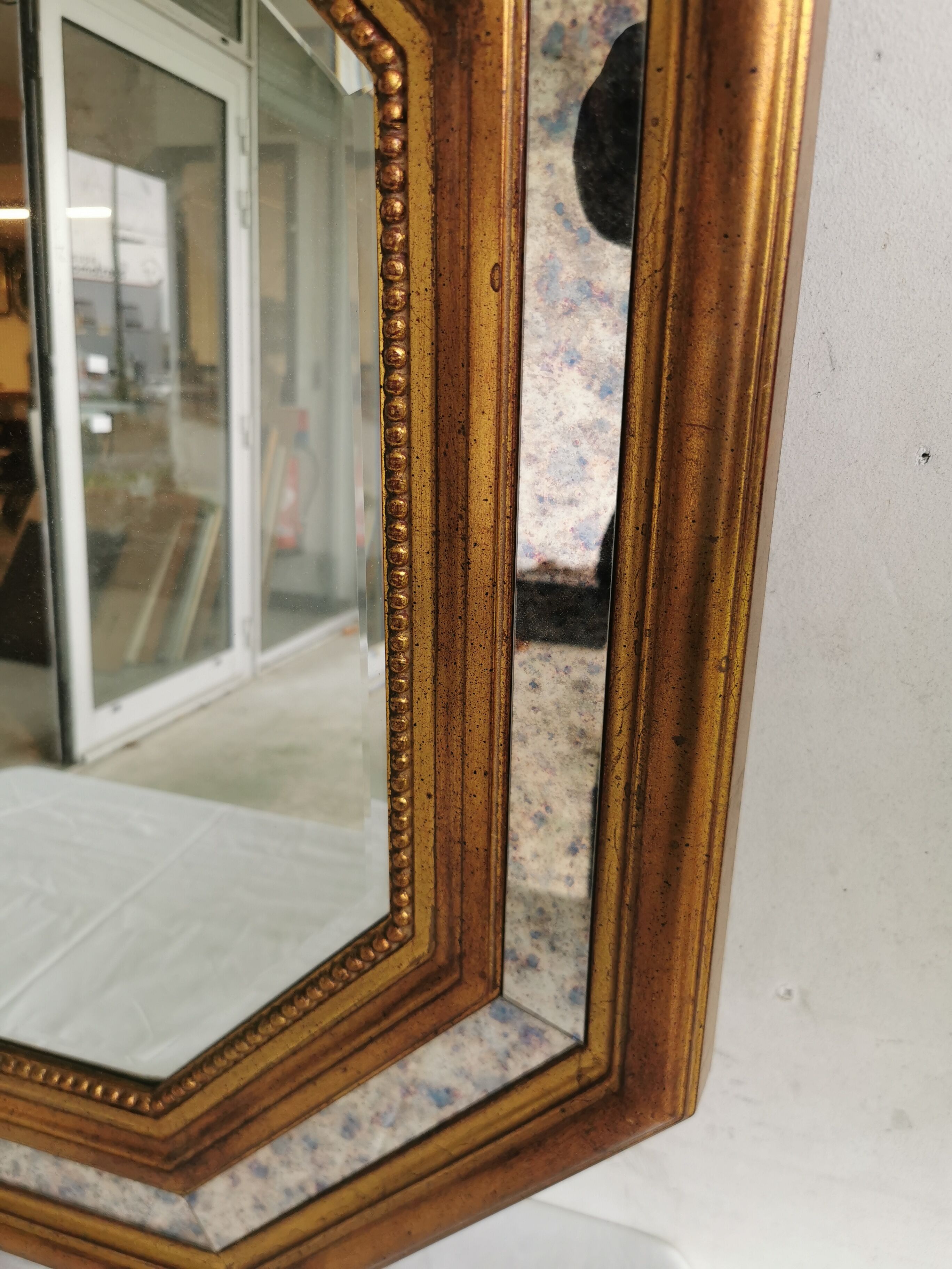 Mirror with parecloses bevel ice 1961 Belgium