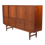High Quality Danish Highboard with Brass Handle Inlays 1950s
