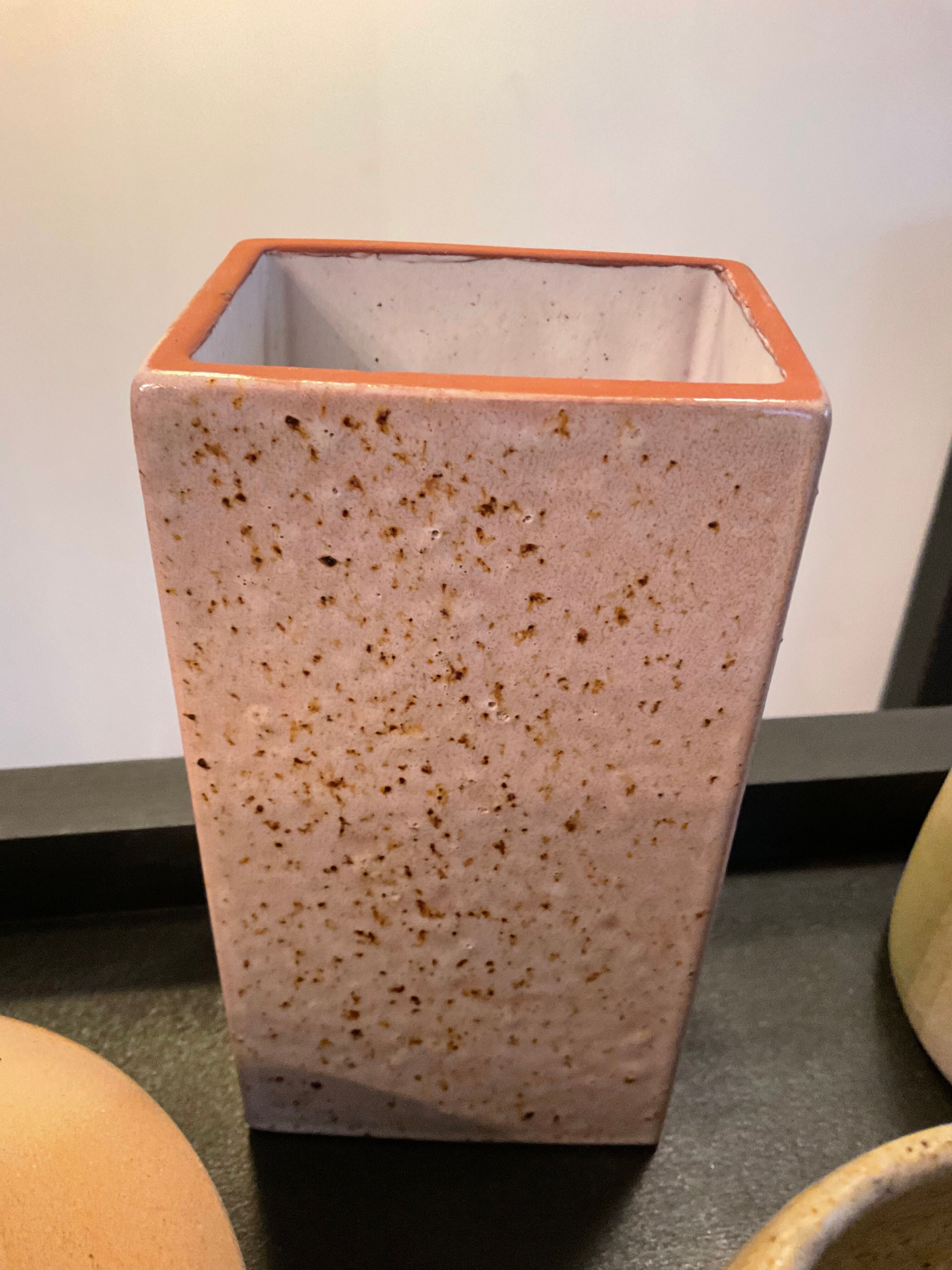 Series of 5 vintage beige ceramic vases