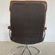 Vintage brown leather reclining lounge chair Ekornes Stressless & stool, 1960s