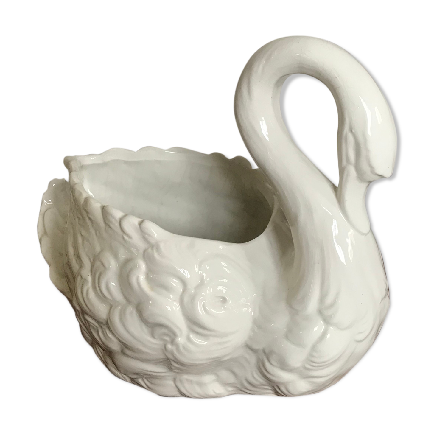 Vintage ceramic swan pot cover