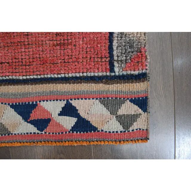 1970s Turkish Oushak Handmade Wool Cotton Pink Runner Rug 90x333