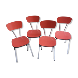Set of 4 red formica chairs