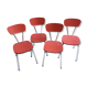 Suite de 4 chaises en formica rouge