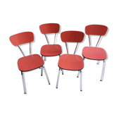 Set of 4 red formica chairs