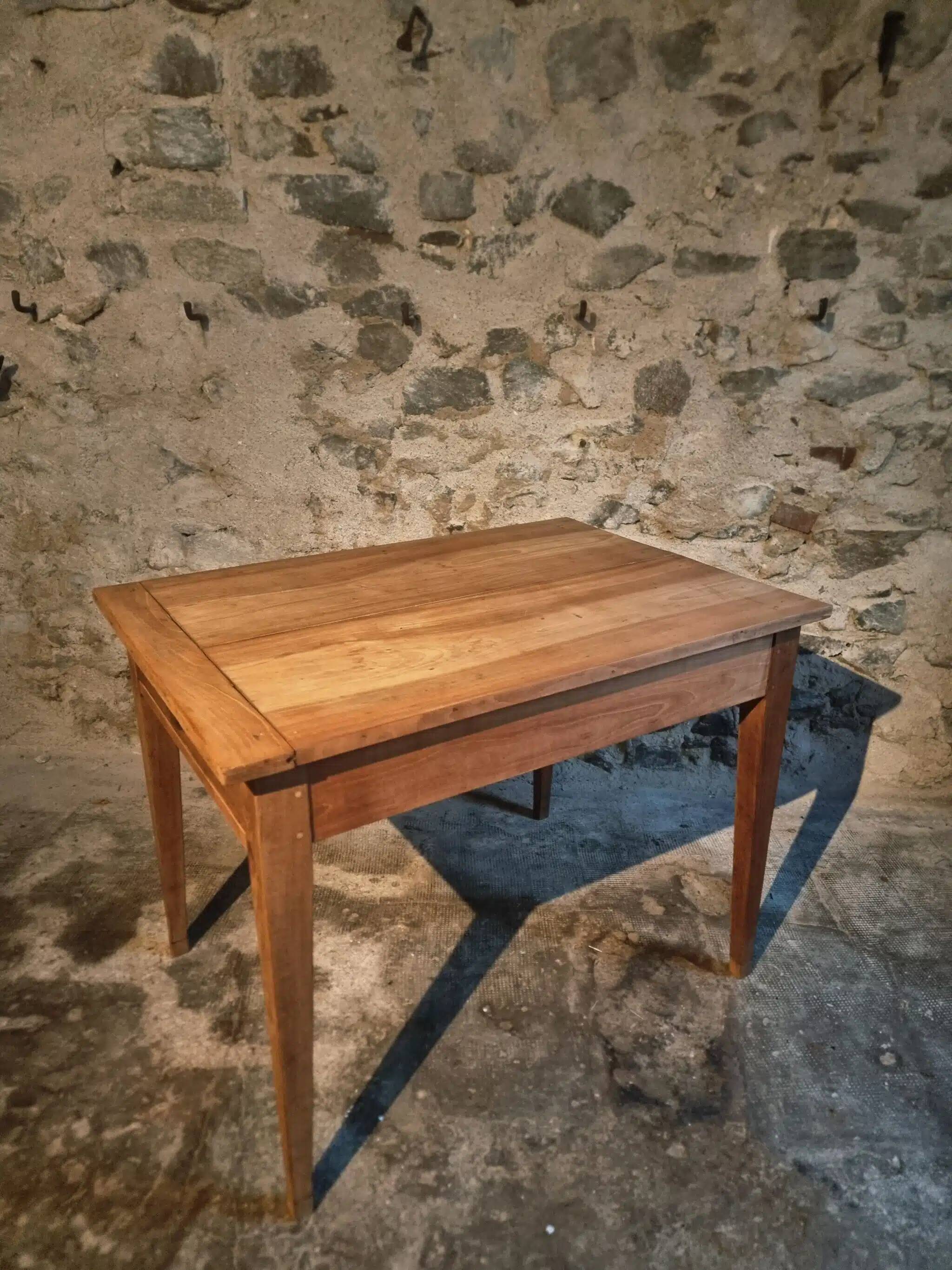 French rural farmhouse table with two drawers, 19th century.