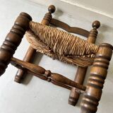 Vintage  chair in turned wood and straw, . 1950