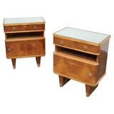 Art Deco Wooden Nightstands, 1940s, Set of 2