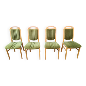 4 chaises vintage scandinaves - bois velours vert
