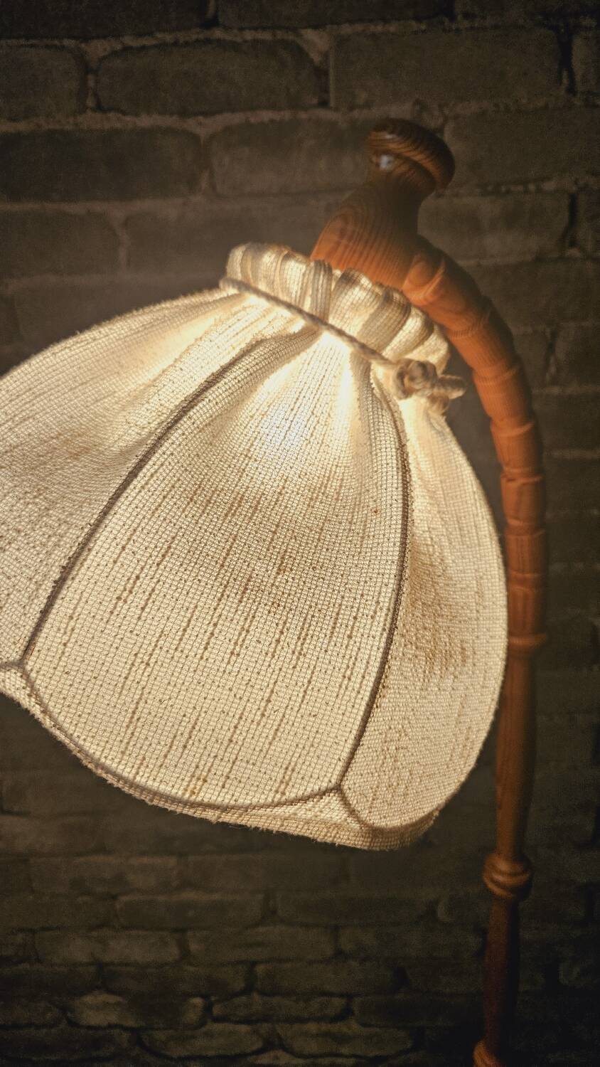 Danish pine floor lamp 1970 vintage