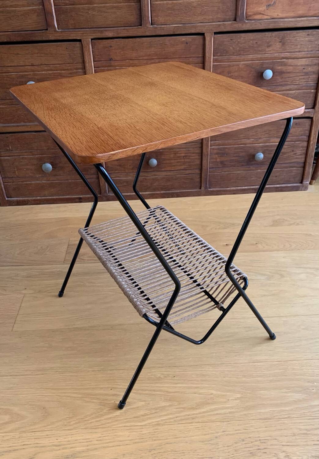 Vintage magazine rack side table