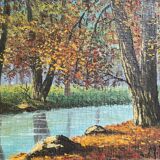 Old painting, river landscape signed M.Bonvin