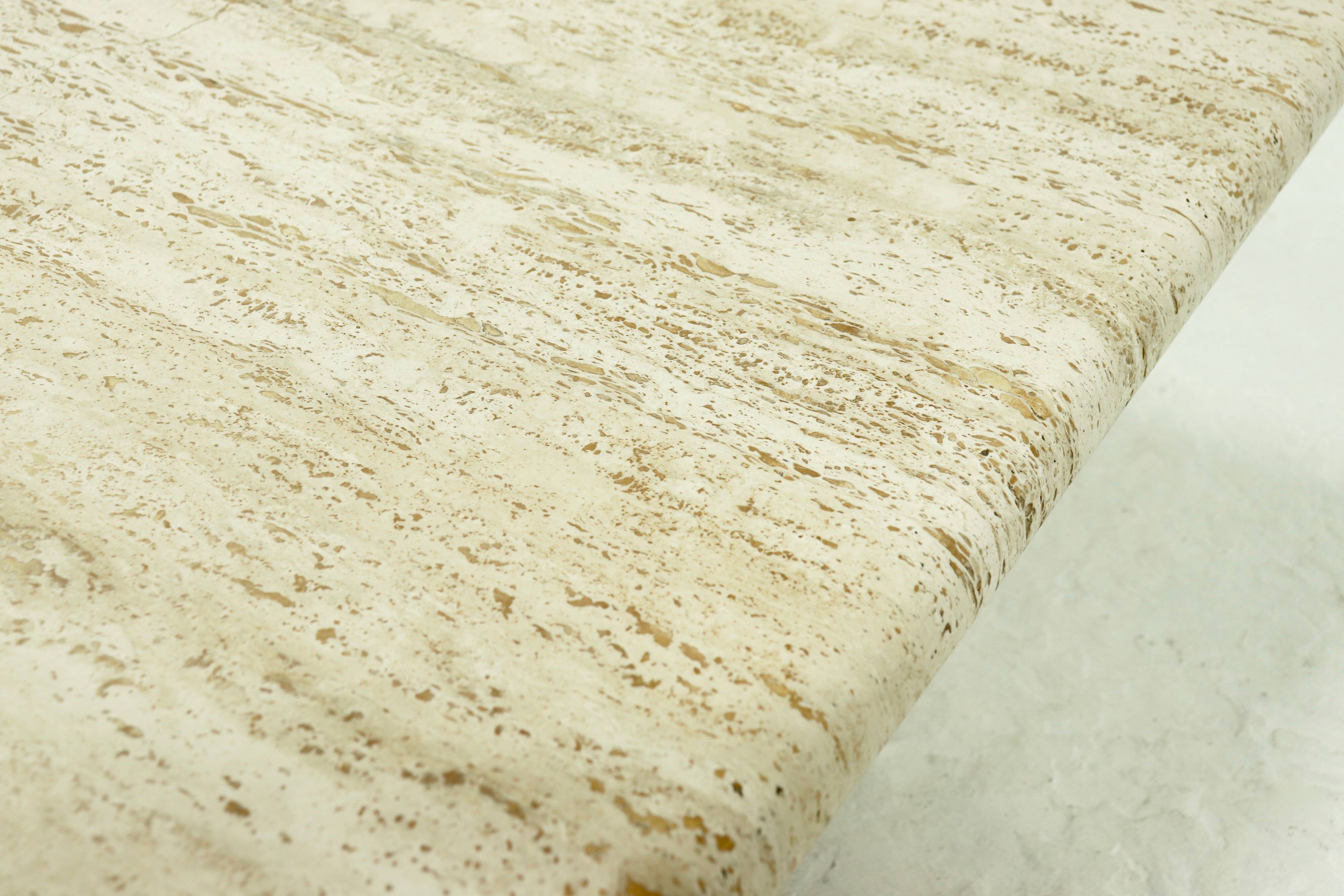 Mid Century Italian Modern Travertine Coffee Table 1970s