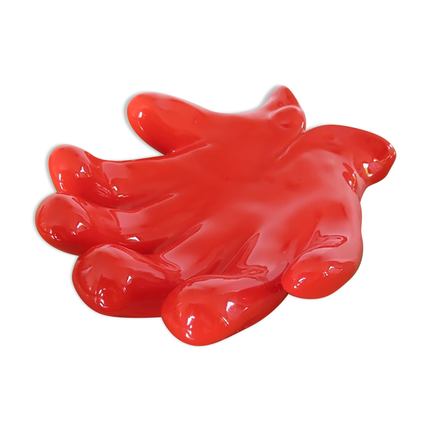 Empty hand-shaped pocket in red ceramic 80s